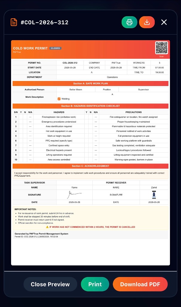 PDF Permit Preview Screen